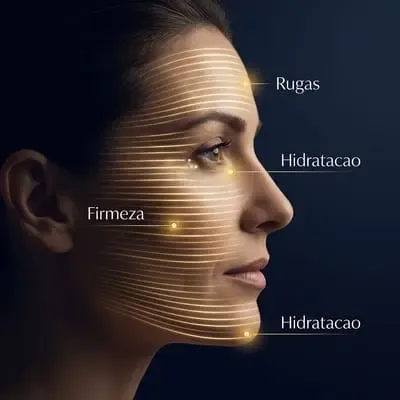 Pontos e linhas de Firmeza, Hidratação e Rugas no rosto